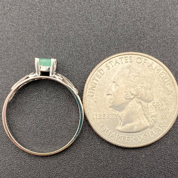 Vtg. CID CLYDE DUNEIER 10K White Gold & 0.5 Ct. Natural Emerald Ring Sz. 7.5 - Picture 15 of 16
